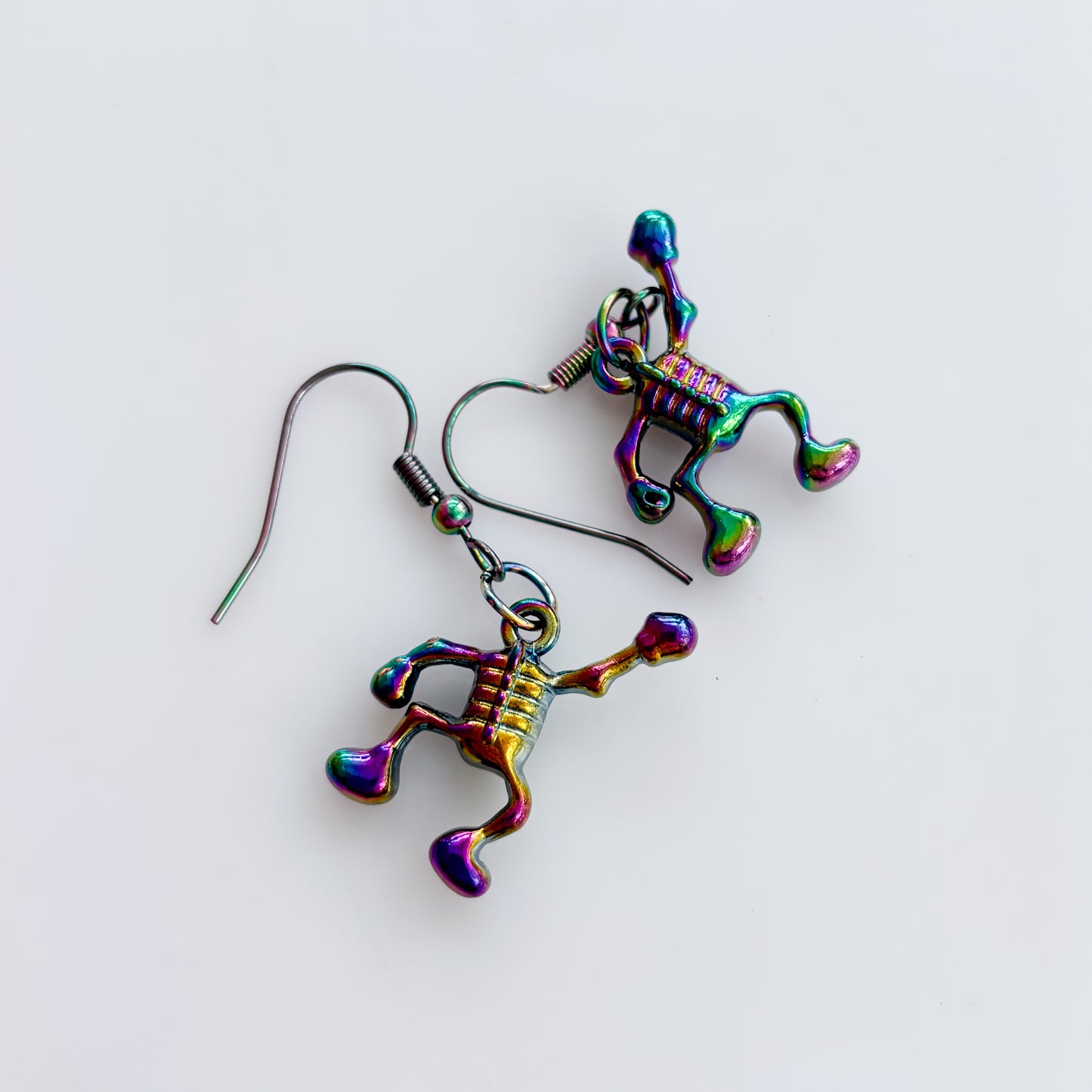 IRIDESCENT DANCIN GUY CHARM EARRINGS