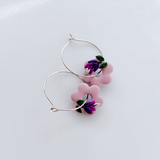 LAVENDER HOOP EARRINGS