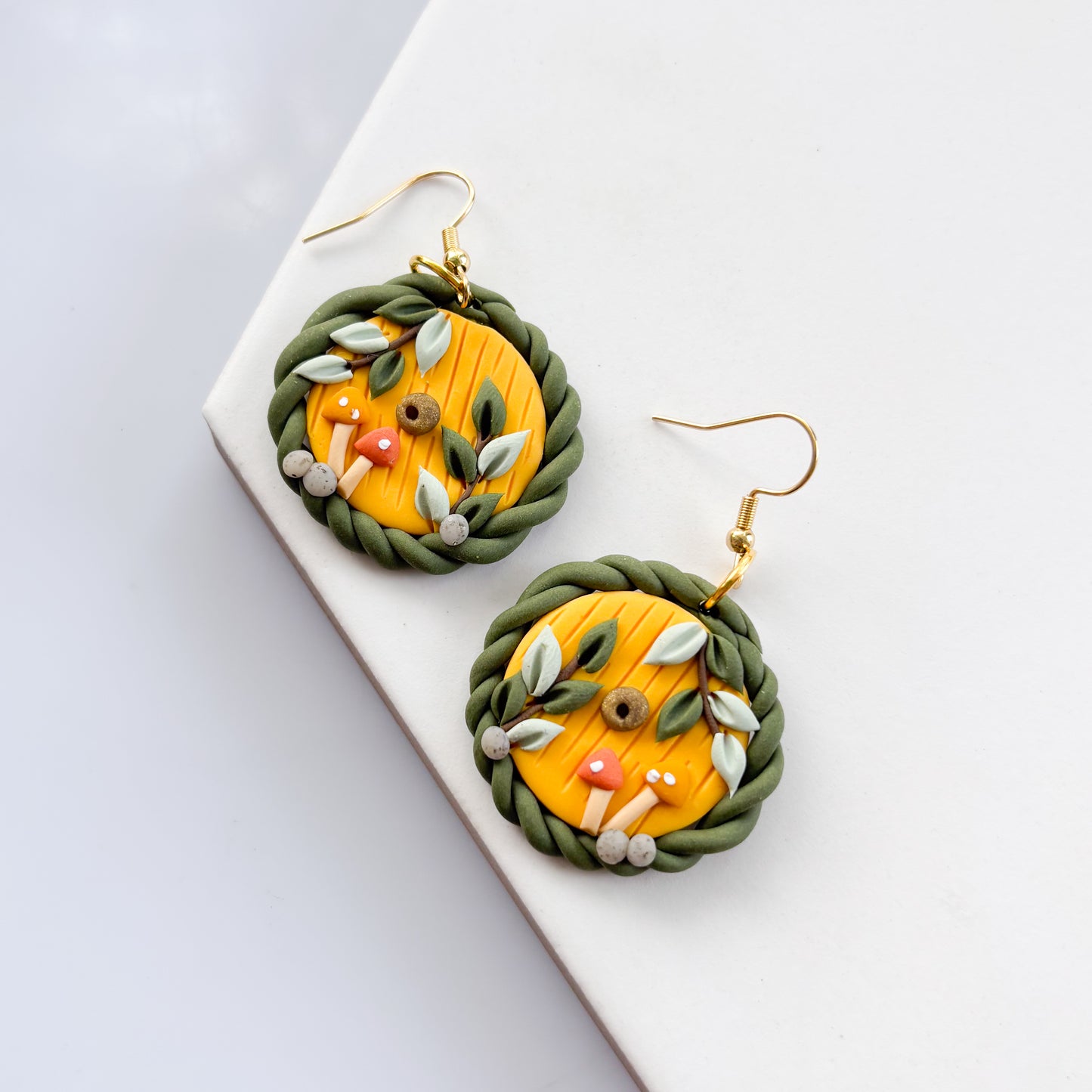 YELLOW HOBBIT DOOR EARRINGS