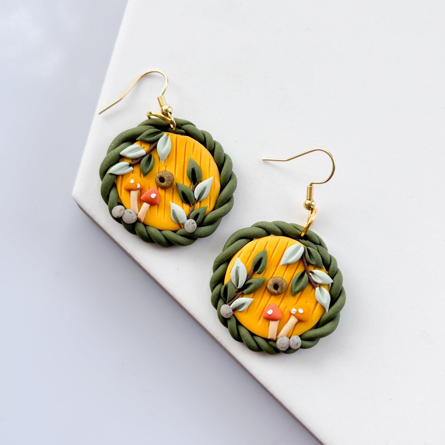 YELLOW HOBBIT DOOR EARRINGS