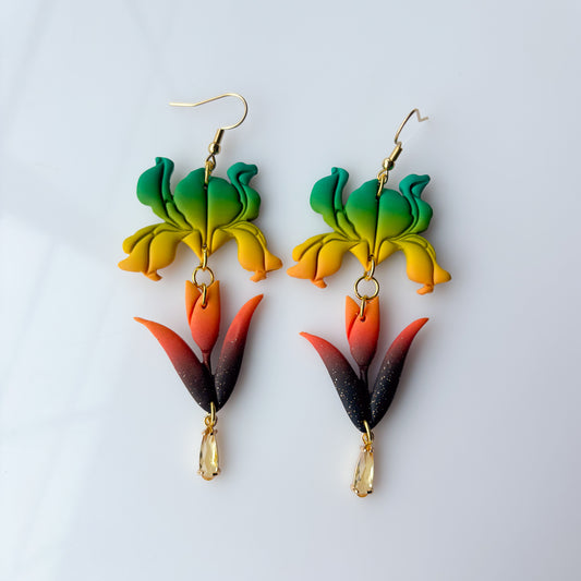 IRIS EARRINGS (REVERSE RAINBOW SUNSET)