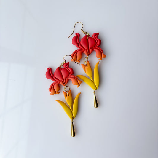 IRIS EARRINGS (FIRE SUNSET)