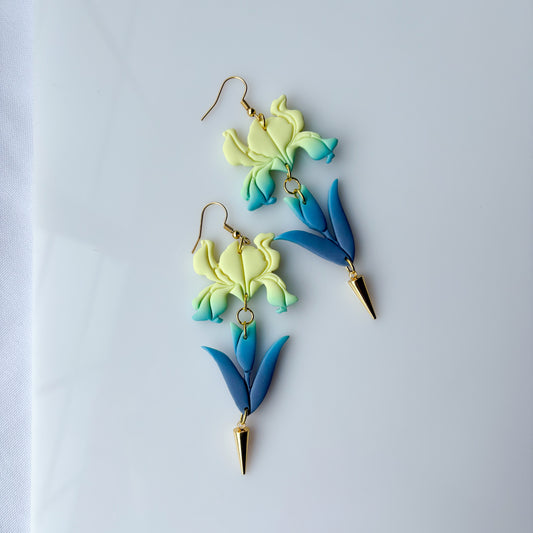 IRIS EARRINGS (BUTTER BLUE MELT)