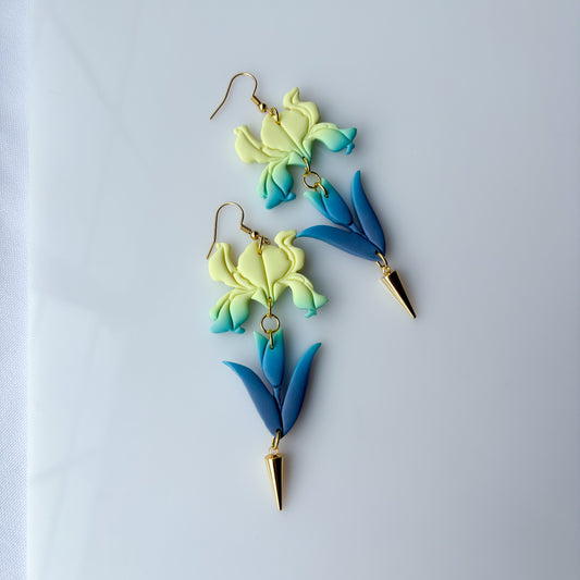 IRIS EARRINGS (BUTTER BLUE MELT)