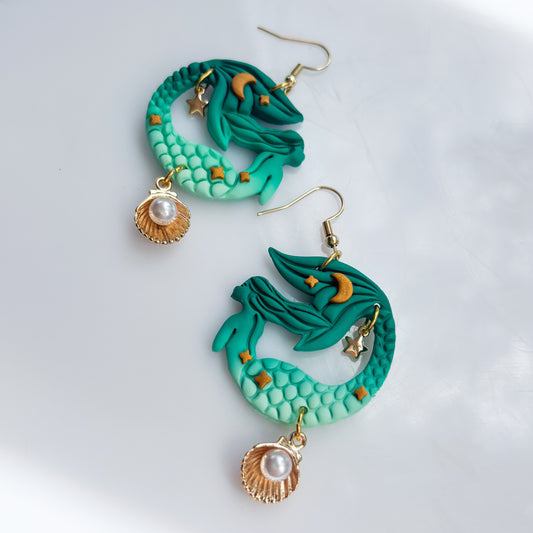 GREEN MERMAID EARRINGS