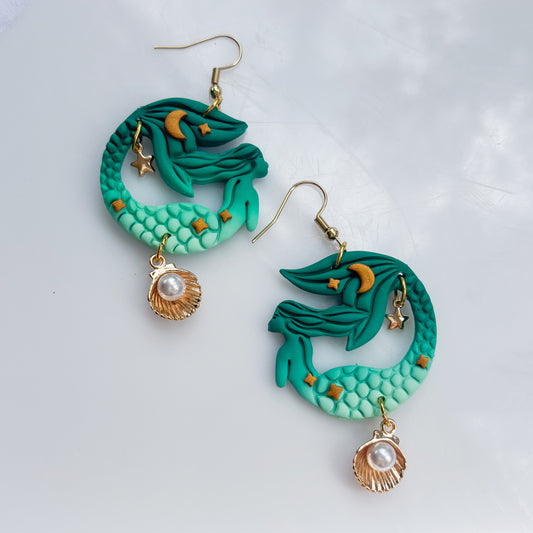 GREEN MERMAID EARRINGS