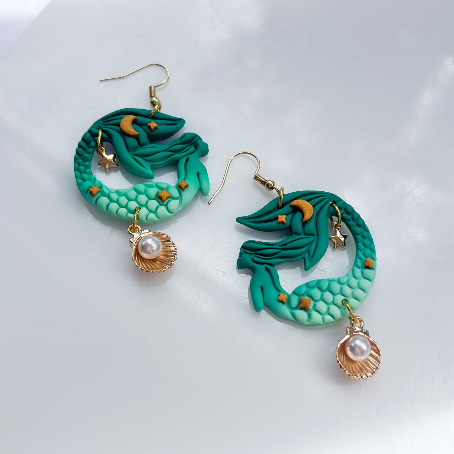 GREEN MERMAID EARRINGS