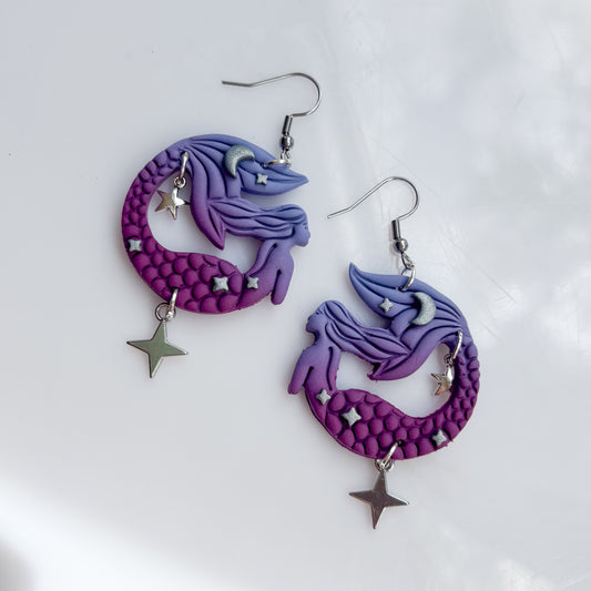 PURPLE MERMAID EARRINGS