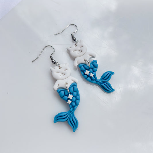 BLUE MERMAID CAT EARRINGS (CAT-FISH!)