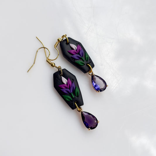 LIL LAVENDER COFFIN EARRINGS