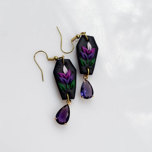 LIL LAVENDER COFFIN EARRINGS