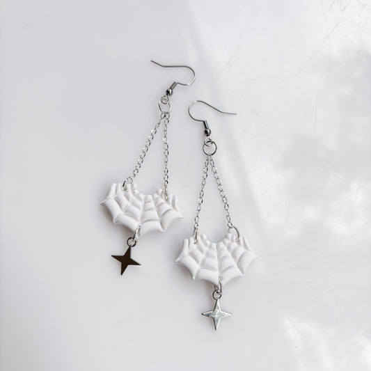 SPIDERWEB DANGLY EARRINGS