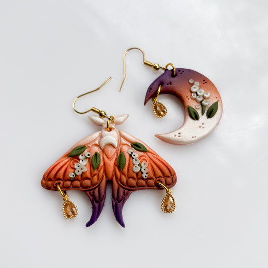 MISMATCH MOTH & MOON EARRINGS