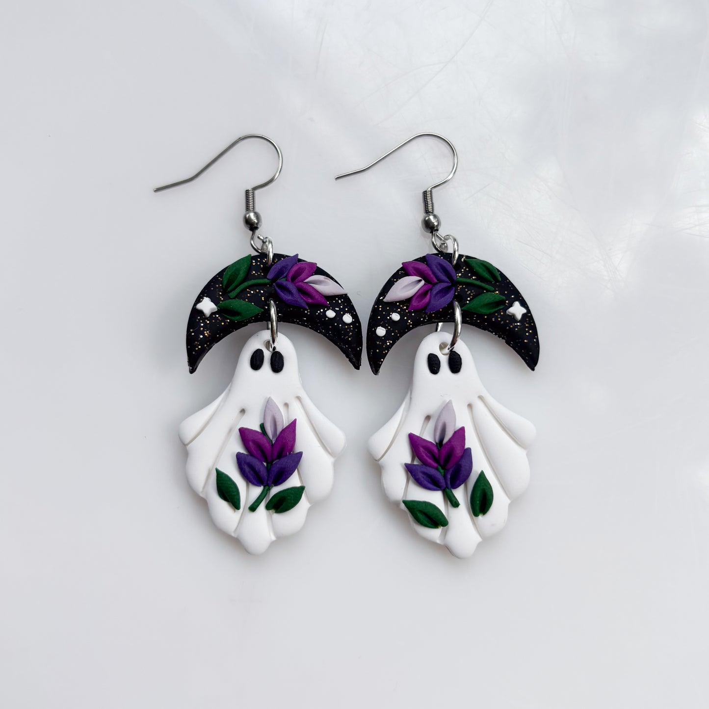 LAVENDER MOON GHOST EARRINGS