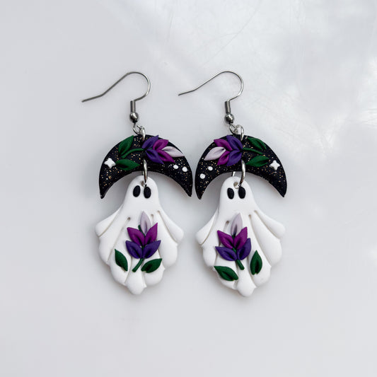 LAVENDER MOON GHOST EARRINGS