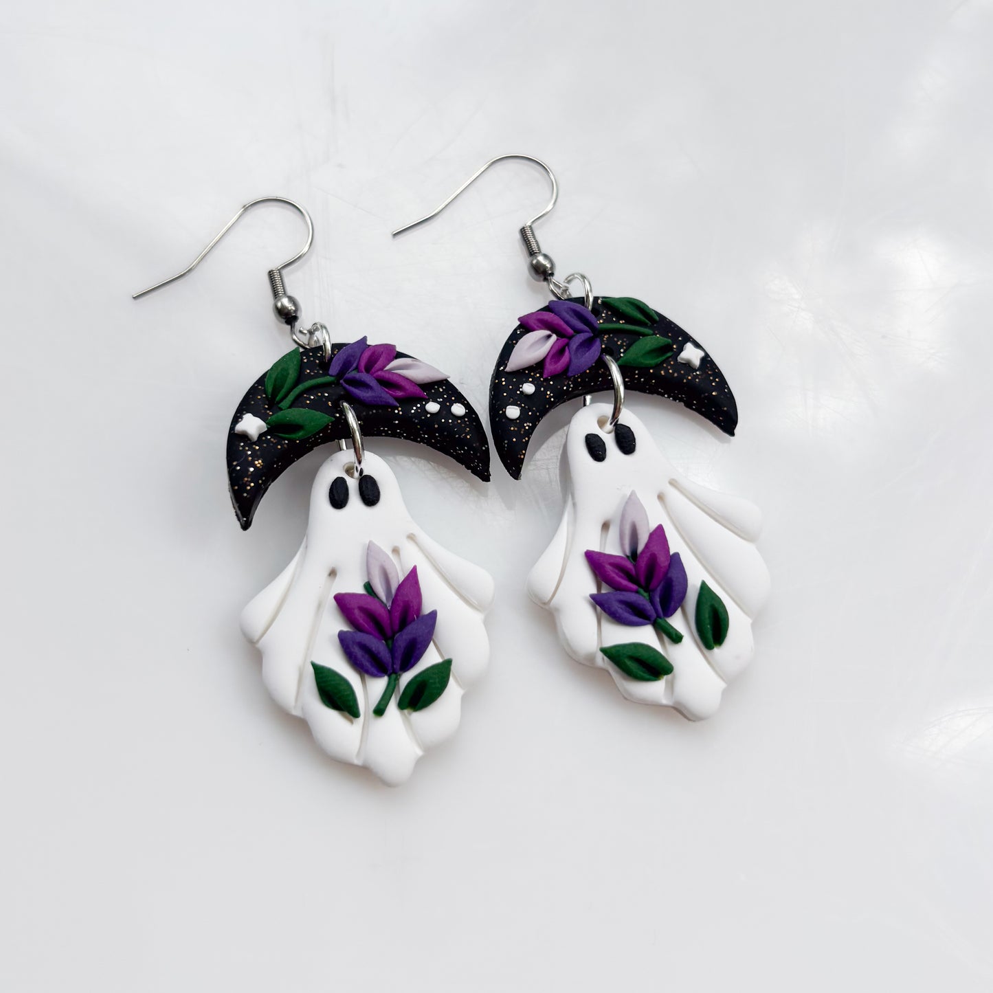LAVENDER MOON GHOST EARRINGS