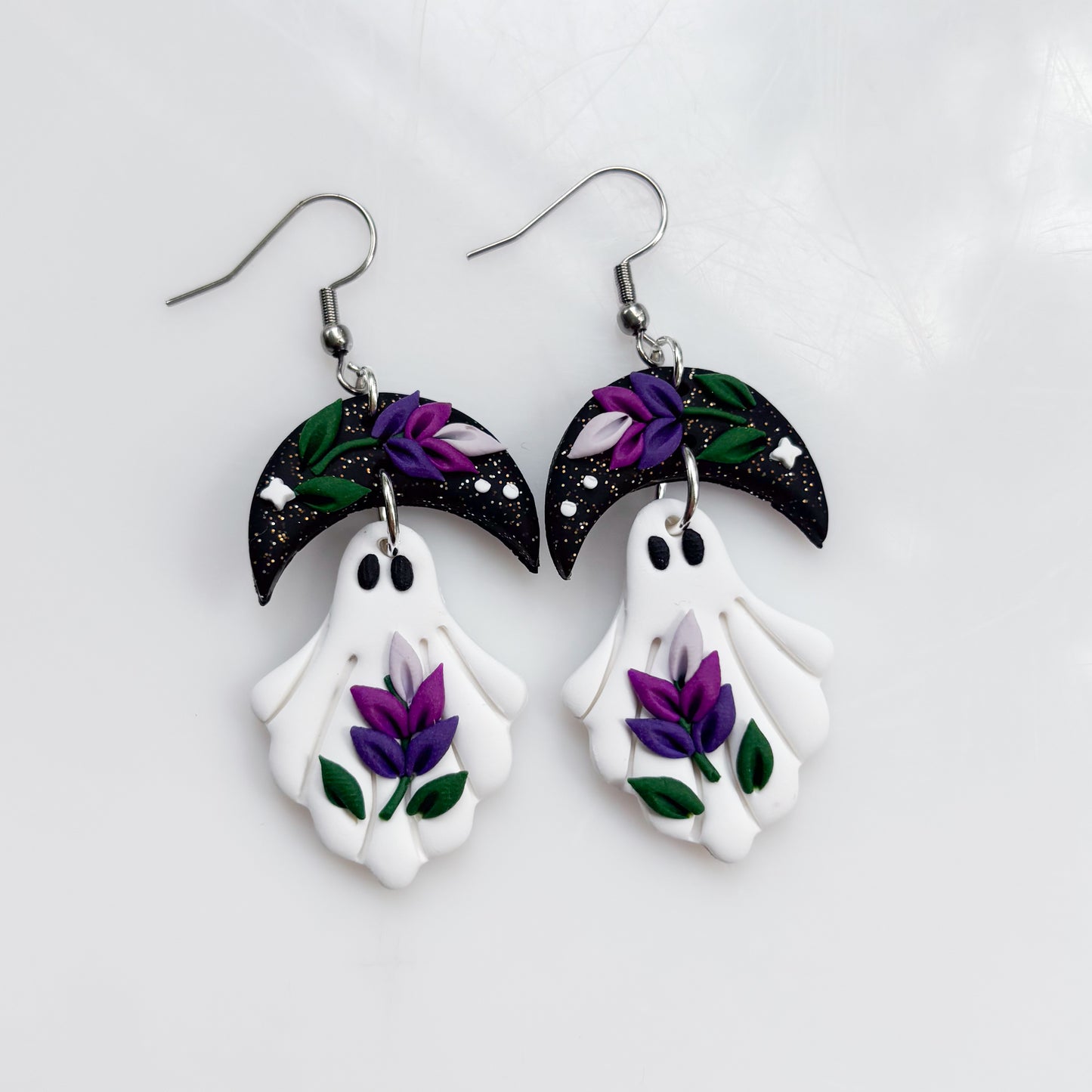 LAVENDER MOON GHOST EARRINGS