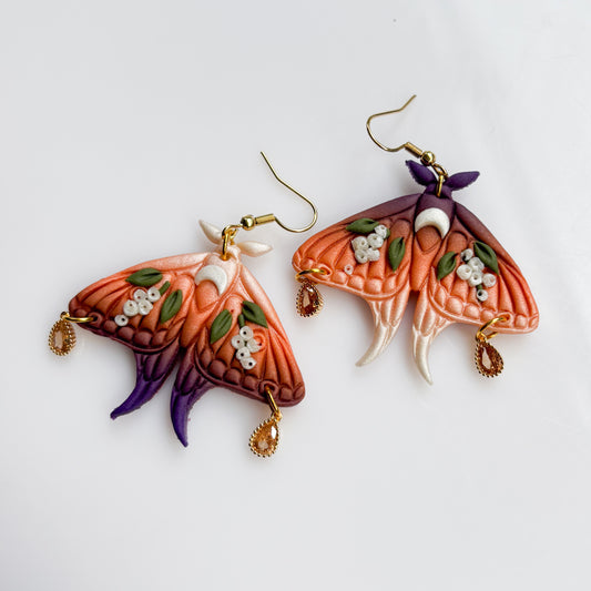 ORANGE/PURPLE MOTH EARRINGS