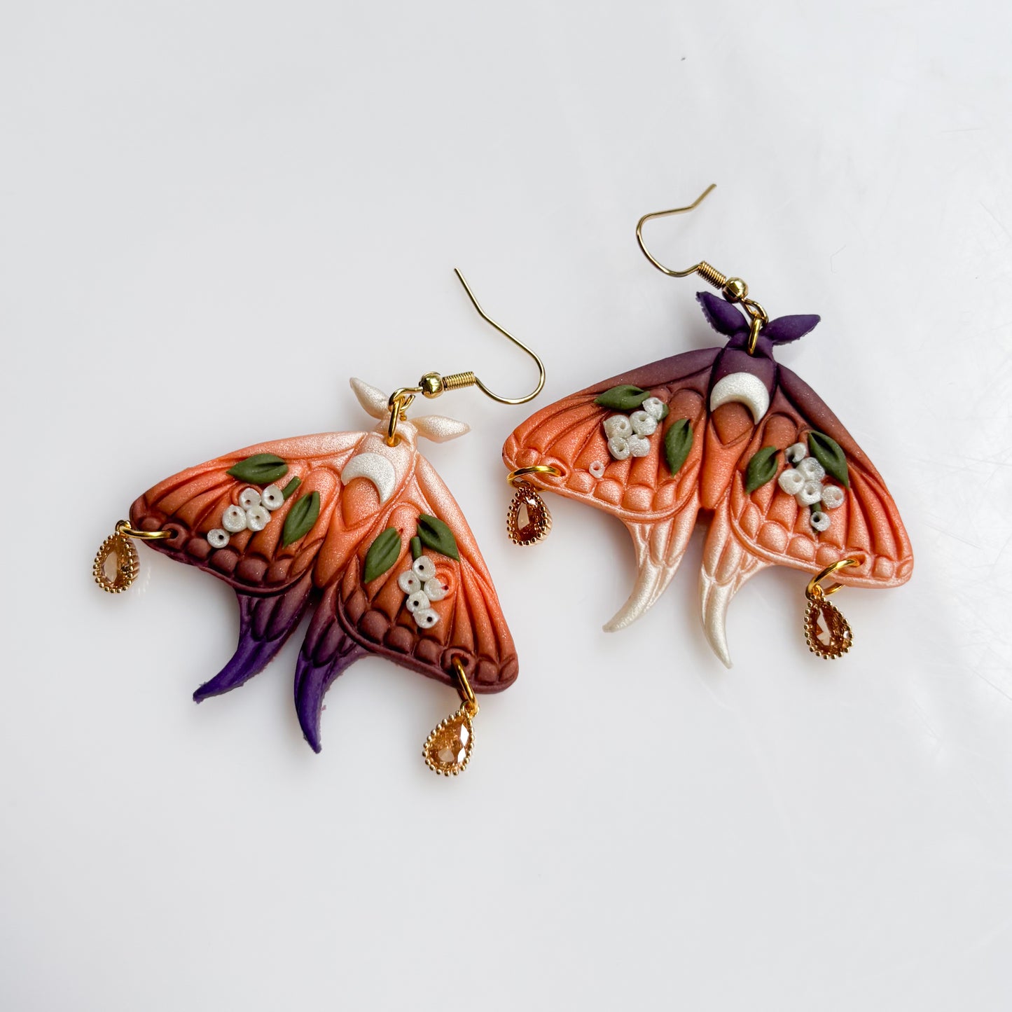 ORANGE/PURPLE MOTH EARRINGS