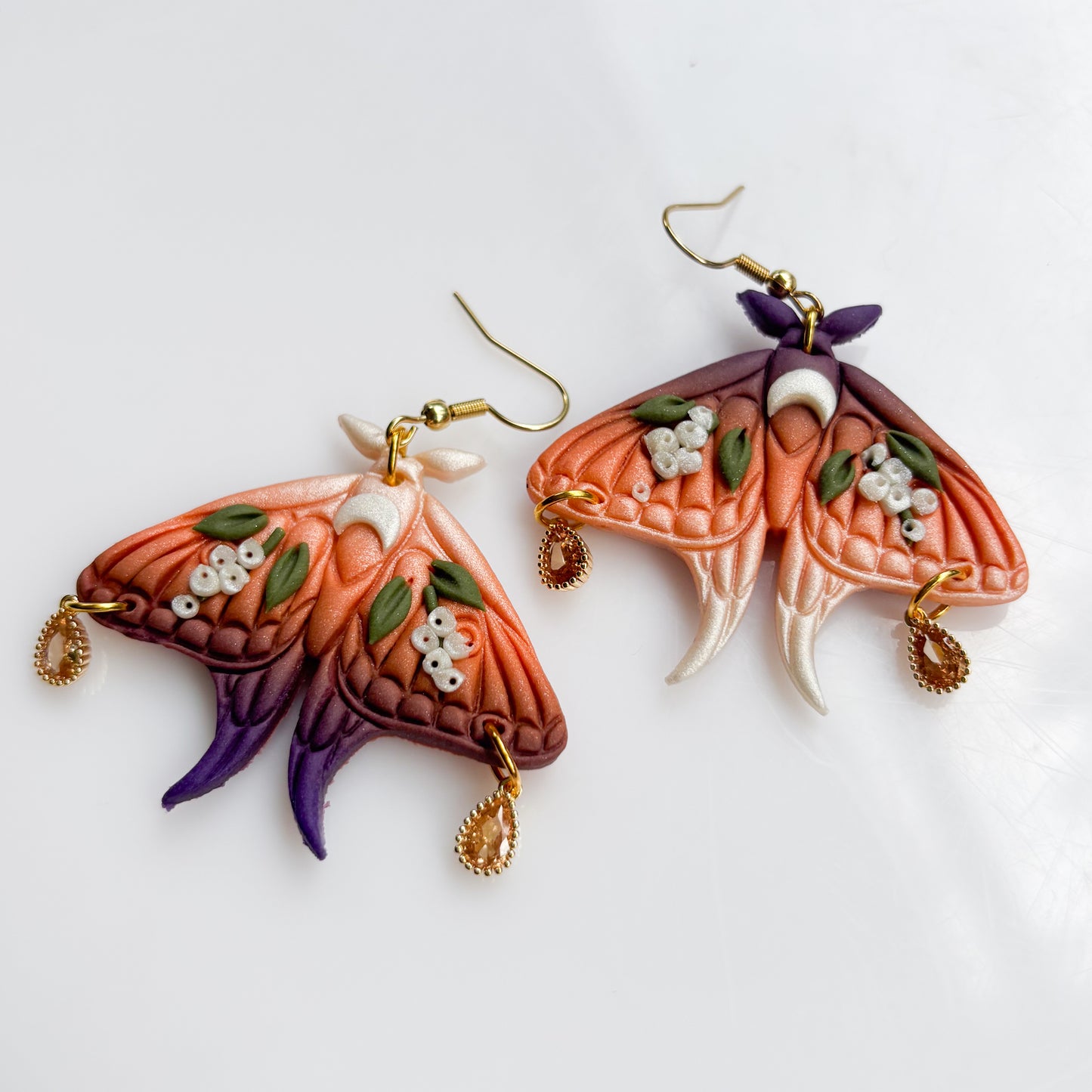 ORANGE/PURPLE MOTH EARRINGS