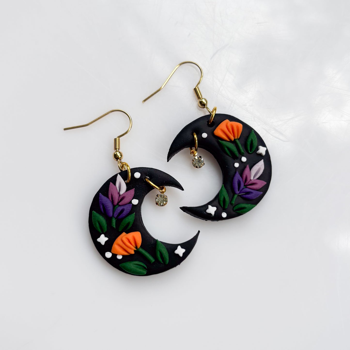 LAVENDER POPPY MOON EARRINGS