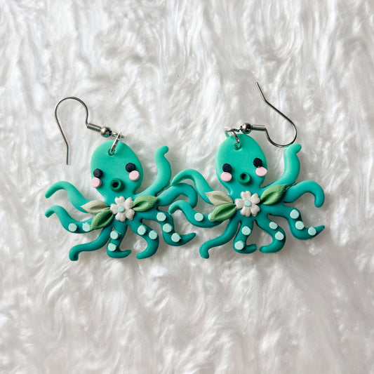 BLUE OCTOPUS EARRINGS