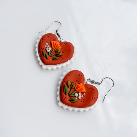 AUTUMN FLORAL HEART EARRINGS