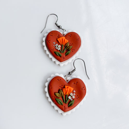 AUTUMN FLORAL HEART EARRINGS