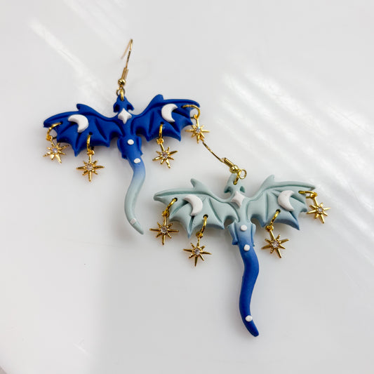FROSTBITE BLUE OMBRE DRAGON EARRINGS