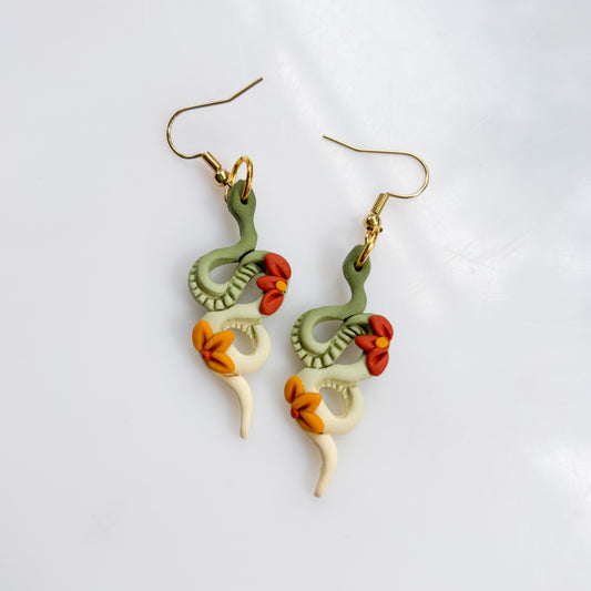 AUTUMN FLORAL SNAKE EARRINGS
