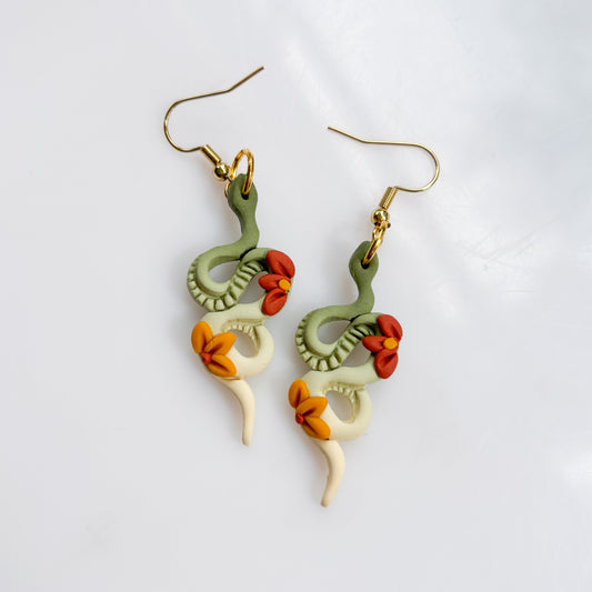 AUTUMN FLORAL SNAKE EARRINGS