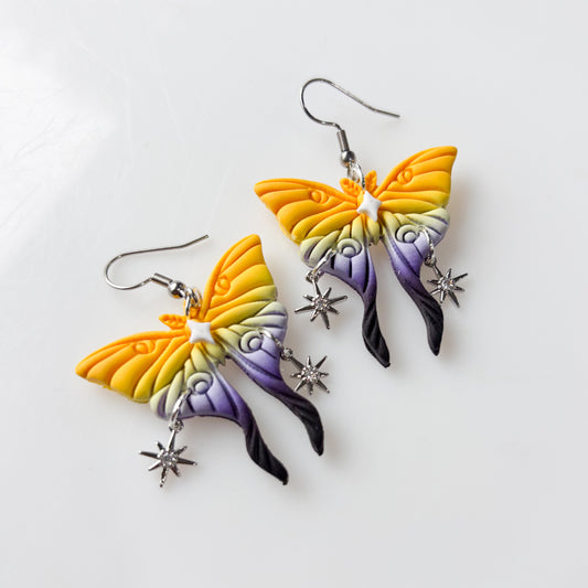 NONBINARY FLAG MOTH EARRINGS
