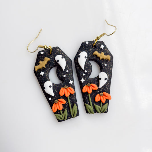 FALL GHOST COFFIN EARRINGS