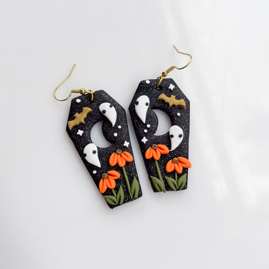 FALL GHOST COFFIN EARRINGS