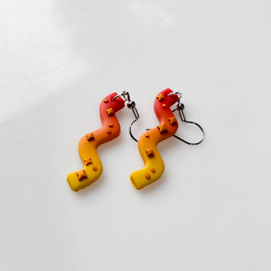 ORANGE FIRE OMBRE SQUIGGLE EARRINGS