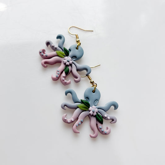 BLUE OCTOPUS EARRINGS