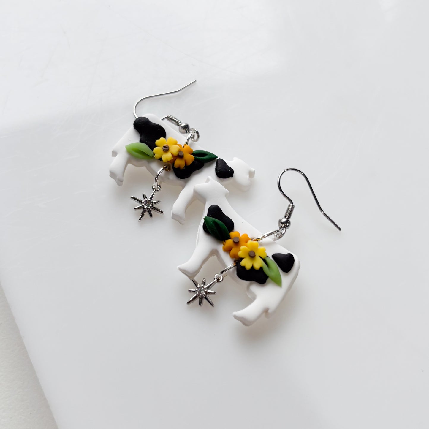 SUNFLOWER COW EARRINGS