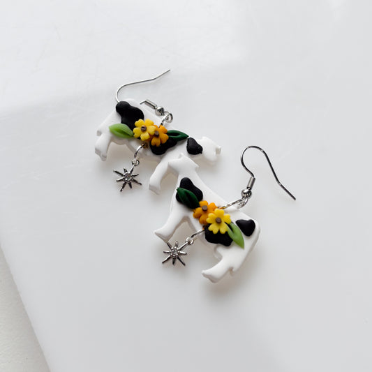 SUNFLOWER COW EARRINGS