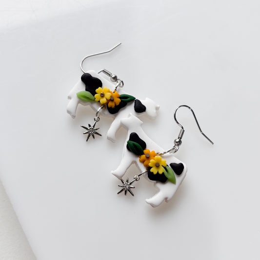 SUNFLOWER COW EARRINGS