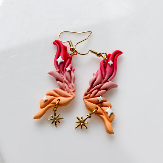 PINK & ORANGE FAIRY WING EARRINGS