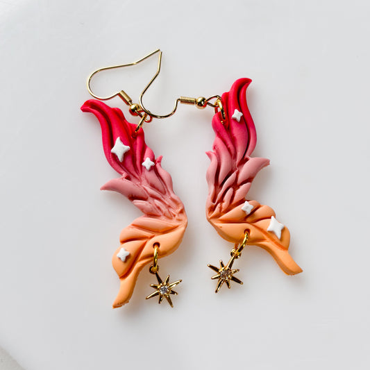 PINK & ORANGE FAIRY WING EARRINGS