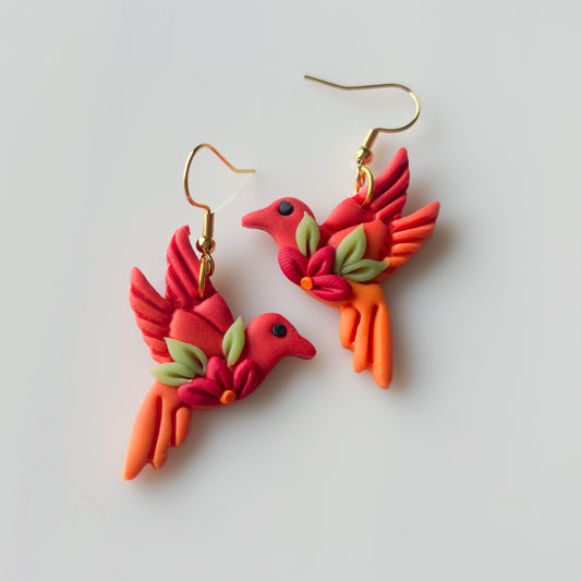 HUMMINGBIRD EARRINGS (FIRE OMBRE)