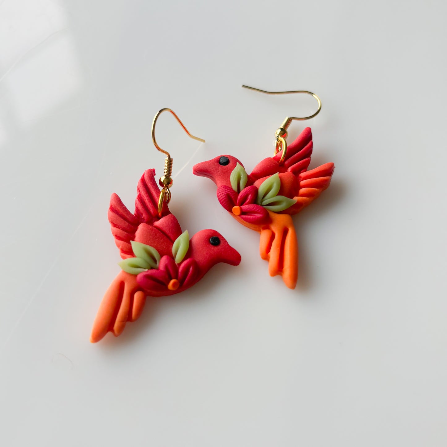 HUMMINGBIRD EARRINGS (FIRE OMBRE)