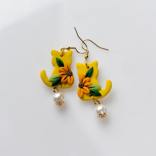 SUNFLOWER CAT EARRINGS