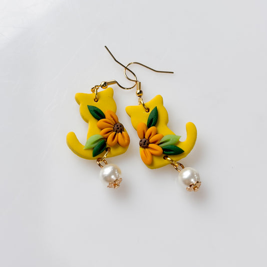 SUNFLOWER CAT EARRINGS