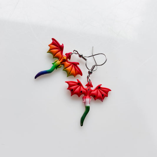 RAINBOW & WATERMELON MINI DRAGON EARRINGS