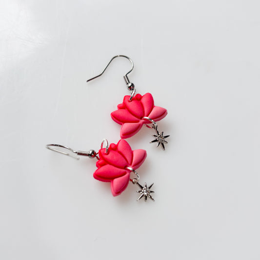 HOT PINK LOTUS EARRINGS