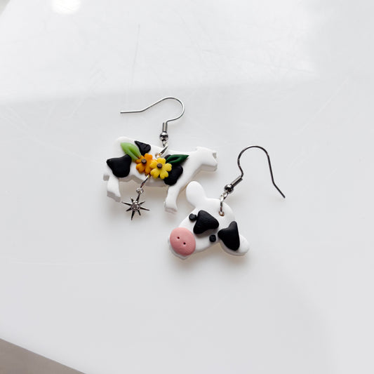 MISMATCHED COW EARRINGS