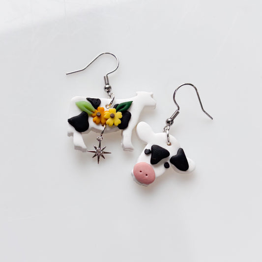 MISMATCHED COW EARRINGS