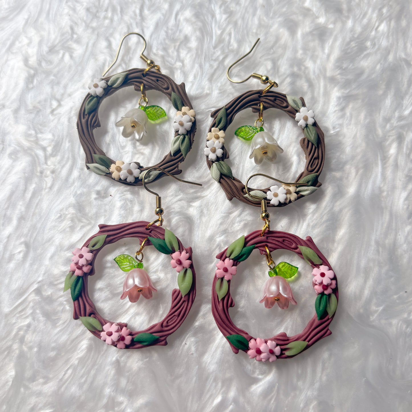 PURPLE & PINK WOODLAND CIRCLE EARRINGS